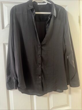 Calvin Klein Jeans Black Button-Front Blouse